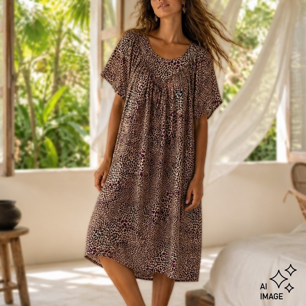 Munthe Palermo Print Swing‎ Dress Womens 6 (EU 36) Colorful Leopard Resortwear